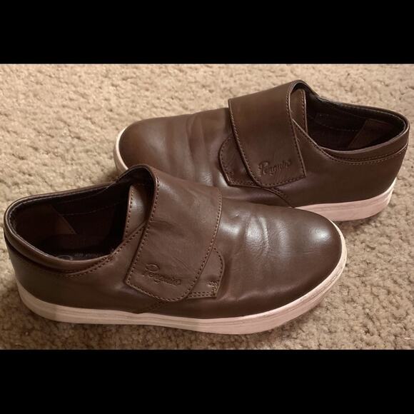 SALE 🎊PENGUIN UNISEX Leather BROWN VELCRO SNEAKER 2 - Picture 1 of 11